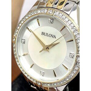 Bulova Women's Watch 98L273 Mother of Pearl Dial Crystal Accent Two Tone…